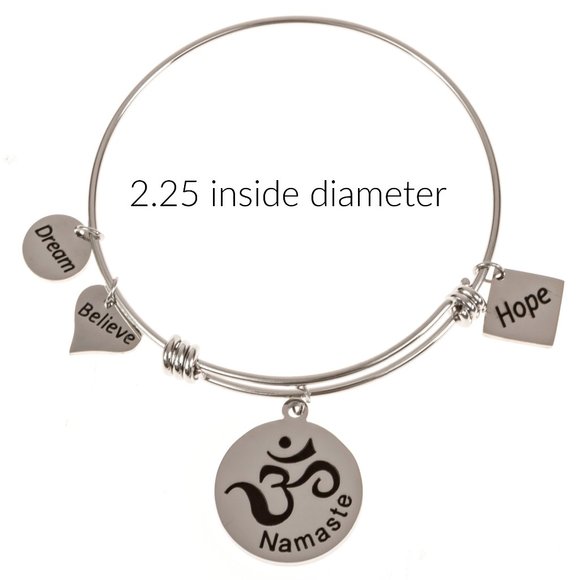 Expandable Charm Bangle Namaste Hope Dream Believe - Picture 2 of 3